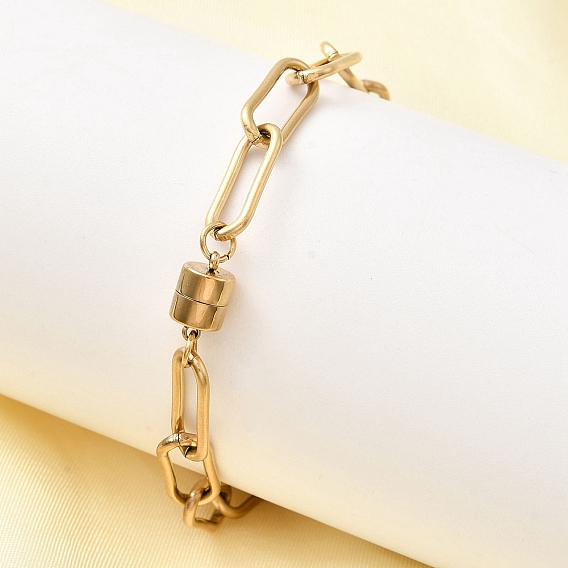 304 браслеты из нержавеющей стали со скрепками для женщин, с магнитными застежками, ионное покрытие (ip)