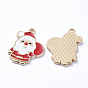Golden Plated Alloy Enamel Pendants, for Christmas, Santa Claus with the Red Bag