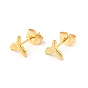304 Stainless Steel Tiny Whale Tail Stud Earrings with 316 Stainless Steel Pins for Women