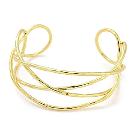 Brass Wire Wrap Cuff Bangle, Long-Lasting Plated, Cadmium Free & Lead Free