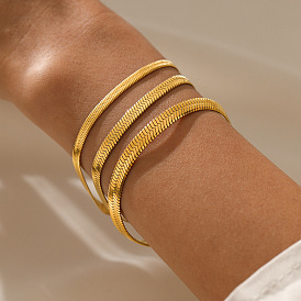 Stainless Steel Bracelet for Women - Flat Snake Chain Jewelry, 3MM/4MM/5MM.