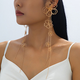 Alloy Stud Dangle Earrings for Women, Flower