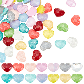 56Pcs 14 Colors Transparent Resin Cabochons, Water Ripple, Heart