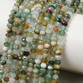 Природные африканские нефритовые бусы пряди, граненые, рондель