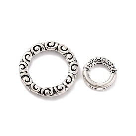 Tibetan Style Alloy Linking Rings, Textured Ring, Lead Free & Cadmium Free