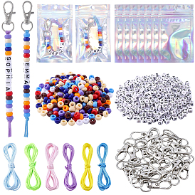 DIY Bracelet Kits, including Acrylic Beads, Zinc Alloy Swivel Lobster Claw Clasps, Nylon Cord, Zip Top Plastic Laser Bags