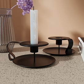 Iron Candle Holder, Flat Round