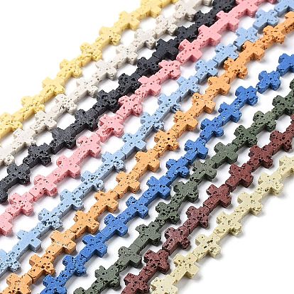 Синтетические бусины из лавы, окрашенные, крестик