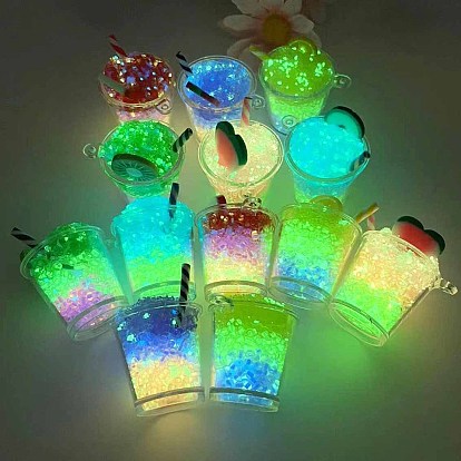 Luminous Resin Pendants, Ice Fruit Drink Charms, Imitation Food, Glow in Dark