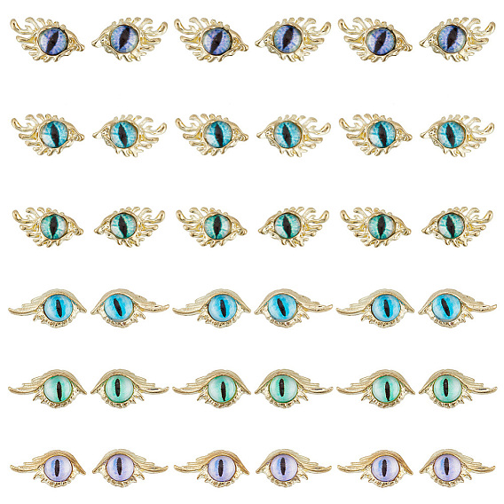 36шт 12 стили кабошоны из сплава от сглаза, cmолой, ногтей декоративные аксессуары, золотые