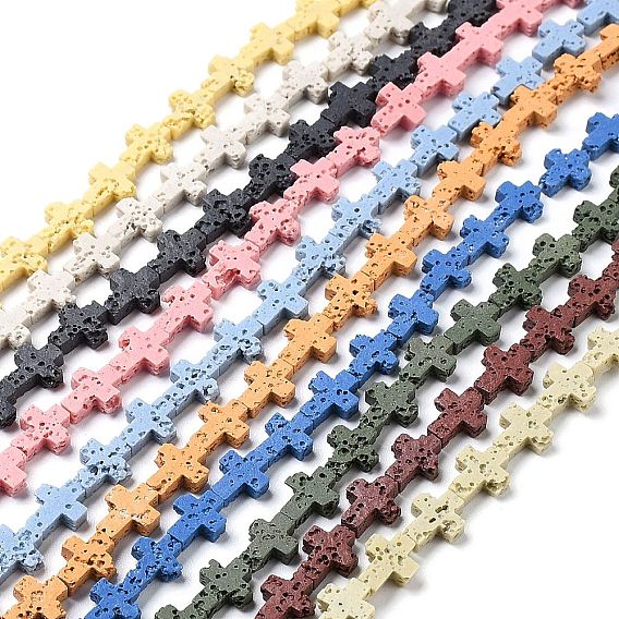 Синтетические бусины из лавы, окрашенные, крестик