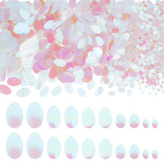 5 подвески из ПВХ с лазерным эффектом и пайетками, овальный шарм