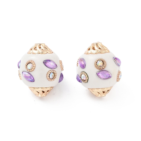 Индонезийские бусины ручной работы, с сплава и стекла, двухконусные, золотые