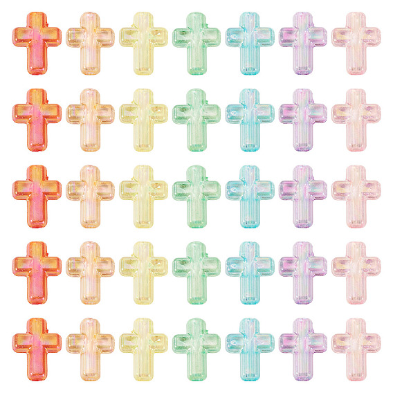 200 шт прозрачные акриловые бусины, крестик, AB цвет