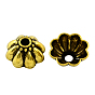 Tibetan Style Alloy Bead Caps, 8-Petal, Cadmium Free & Lead Free, 17x8mm, Hole: 4mm