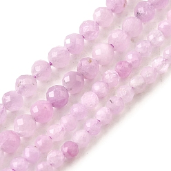 Природные кунцит бисер нитей, граненые, класс АА, круглые