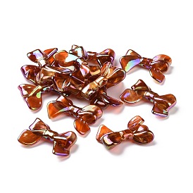 UV Plating Rainbow Iridescent Acrylic Beads, with Gold Foil, Bowknot