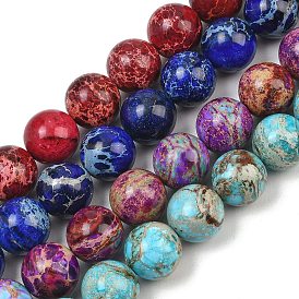 Dyed Natura Imperial Jasper Beads Strands, Smooth Round