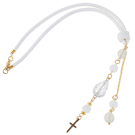 Подвеска из латунной цепи и стекла, для подвесных украшений на зеркало заднего вида, крестик