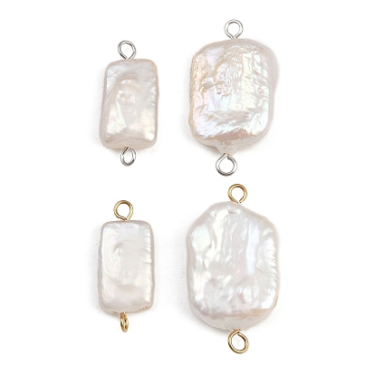 Подвески-пряжки из натурального пресноводного жемчуга Кеши, с 304 двойными петлями из нержавеющей стали, белые