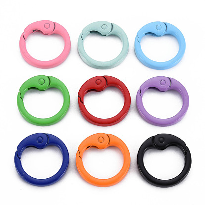 Spray Painted Alloy Spring Gate Rings, Cadmium Free & Nickel Free & Lead Free, O Rings