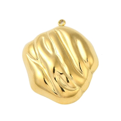 Ion Plating(IP) 304 Stainless Steel Pendants, Irregular Flat Round Charm