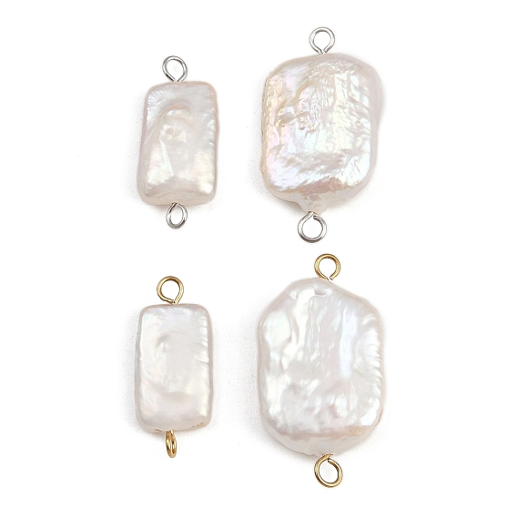 Подвески-пряжки из натурального пресноводного жемчуга Кеши, с 304 двойными петлями из нержавеющей стали, белые