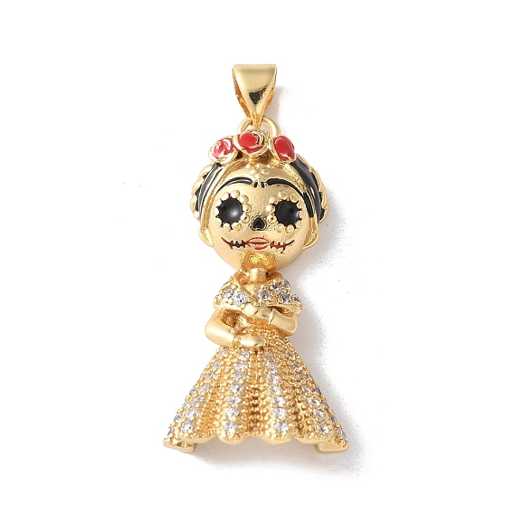 Латунные микро проложить кубического циркония подвески, прелести девушки, с эмалью, долговечный, без кадмия и без свинца, стойки покрытие
