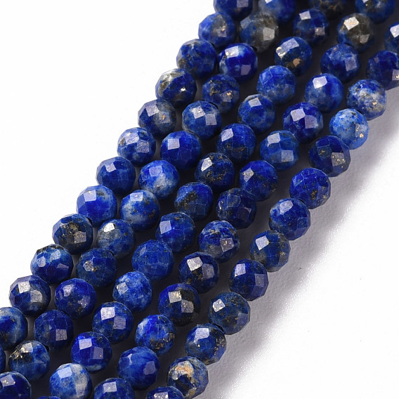 Hilos de cuentas de lapislázuli natural, rondo, facetados