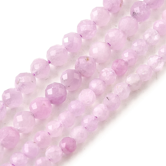 Природные кунцит бисер нитей, граненые, класс АА, круглые
