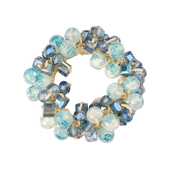 Резинки для волос из эластичного волокна, со стеклянными бусинами, аксессуары для волос для женщин и девочек