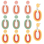 9Sets 3 Colors Handmade Polymer Clay Pendants, Oval & Flat Round