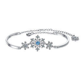 Minimalist Forest Style Bracelet with Snowflake Design and Zircon Inlay - Elegant and Chic.
