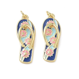 Brass Pendants, with Enamel, Shoes/Flip-flop Charms, Long-Lasting Plated, Rack Plating, Lead Free & Cadmium Free