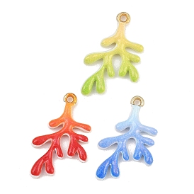 Alloy Enamel Pendants, Coral Shapes Charms, Golden
