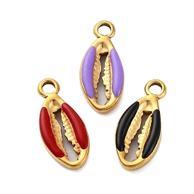 304 подвески из нержавеющей стали, с эмалью, подвеска в виде раковины каури, золотые