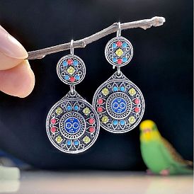 Rong Yu Very Beautiful Ethnic Style Earrings Fashion Enamel Hand Painted Vintage Turquoise Earrings