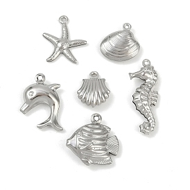 Океан 304 подвески из нержавеющей стали, подвеска в виде морской звезды, ракушки, дельфина, морского конька, анти-тускнение