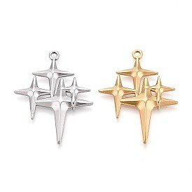 304 подвески из нержавеющей стали, звезда очарование, ионное покрытие (ip)