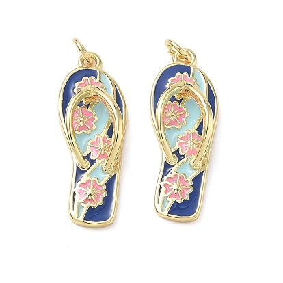 Brass Pendants, with Enamel, Shoes/Flip-flop Charms, Long-Lasting Plated, Rack Plating, Lead Free & Cadmium Free
