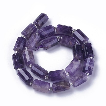 Natural Amethyst Beads Strands, Faceted, Column