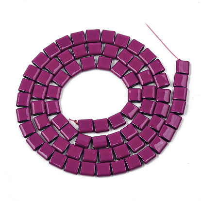 Spray Painted Non-magnetic Synthetic Hematite Multi-Strand Links, For Tile Elastic Bracelets Making, Square