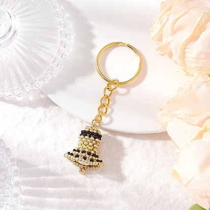 Стеклянный жемчужный круглый шарик с рыболовной нитью нейлоновая проволока и 304 штифты из нержавеющей стали и 304 бусины из нержавеющей стали и круглый стеклянный бисер класса А и железные разъемные кольца для ключей брелки