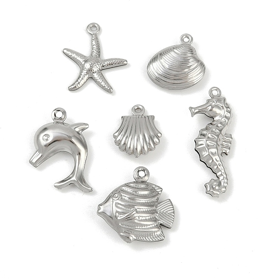 Океан 304 подвески из нержавеющей стали, подвеска в виде морской звезды, ракушки, дельфина, морского конька, анти-тускнение