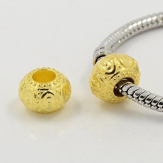 Сплавочные европейские бусины, без свинца и без кадмия, рондель, 10x6.5~7 мм, отверстие : 3 мм