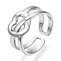 304 Stainless Steel Heart Open Cuff Ring, Hollow Chunky Ring for Women