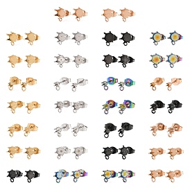 304 плоские круглые серьги-гвоздики из нержавеющей стали, ионное покрытие (ip), с петлевой и зубчатой застежкой-серьгой