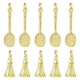 12 шт 2 стили латунные подвески, брелоки для бадминтона и бадминтонных ракеток, с целью перехода в кольце