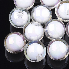 Прозрачные акриловые бусины, уф покрытие и радуга, бусина в бусине, половина пробурено бисера, круглые