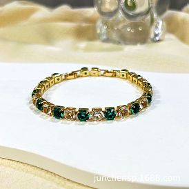 Латунные браслеты-цепочки с микропаве из кубического циркония для женщин, квадратный